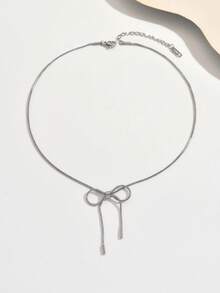 1pc Fashionable Delicate Bowknot Necklace, Refined Chain, Elegant & Minimalist Yet Sweet, Suitable For Various Occasions