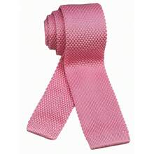 Corbata delgada de punto de unicolor y textura para hombres, acabado cuadrado {"Talla_nombre":"Talla única","Color_nombre":"Rosa pálido" - Multicolor5 - Ver 3