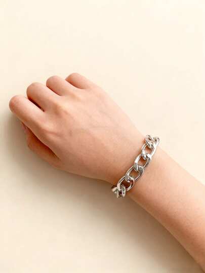 1pc Minimalist Hip-Hop Style Stainless Steel Chain Bracelet