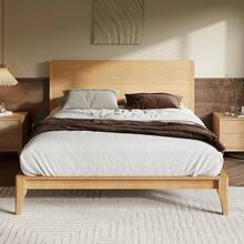 King Size Bamboo Platform Bed, Mid- Modern Bed Frame With Tall Headboard, Solid  Bedframe King-Size, Wood Slat Support, No Box Spring Needed, Easy Assembly, Natural,23062670 - 銅色 - 查看 1