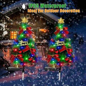 1/2 piezas Luces solares de árbol de Navidad Decoración de camino de jardín al aire libre a prueba de agua 40 LED con modos constante y parpadeante para decoración navideña del patio y el césped