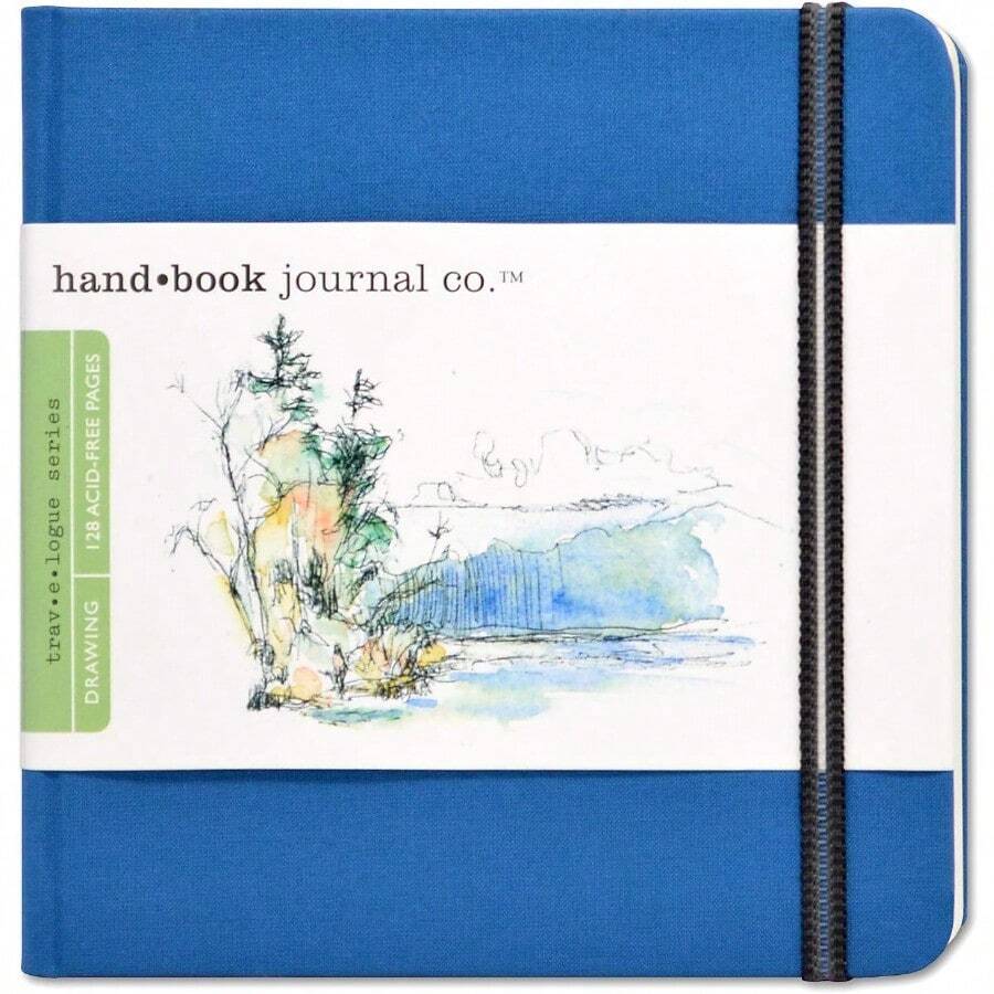 Travelogue Hand Book Journal Ultra Blue Square 5.5 X 5.5inches 128 Pages 130gsm Pocket Landscape Artist Journal - UltraBlue - View 1