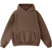 FAIABLE Mens Hoodies Oversized Unisex Wash Hoodie Heavyweight Fleece Vintage Cotton Sweatshirt Men Women Streetwear - 棕色 - 查看 12
