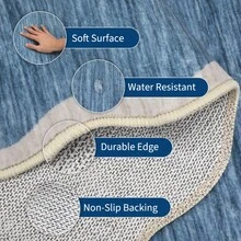 Kitchen Modern Simple Home Decor Area Rug Thin Low Pile Washable Carpet Soft Non Shedding Bordered Floorcover Easy To Clean Non Slip Entrance Runner Rug Stain Resistant Printed Mat Throw Rug For Hallway Bathroom Bedroom Dinning Room Laundry Living Room - 灰藍色 - 查看 5