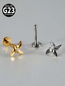 G23 钛金蝴蝶氧化锆唇钉内螺纹蛋白石月亮耳轮耳屏软骨耳轮耳环身体穿孔珠宝 - 如圖 - 查看 3