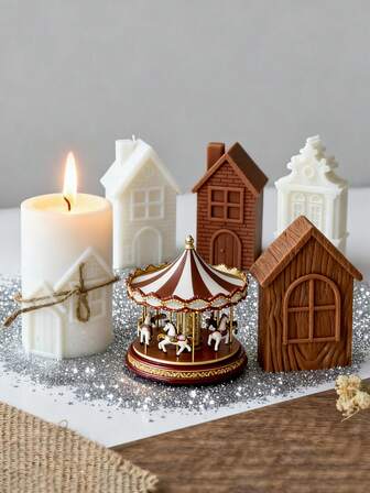 Mini silikonform för hus | Hemgjord aromaterapi gipsljus droppande lim | Kreativ miniatyrscen för hemmet skrivbordsdekoration