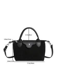 1 chiếc ví mini thời trang bằng da lộn giả hươu, túi vuông nhỏ, túi đeo vai/đeo chéo sành điệu dành cho nữ, ví mini màu trơn, có thể đựng điện thoại, tiền xu, son môi, v.v., vật dụng cần thiết cho việc đi lại hàng ngày. - màu đen - Xem 3