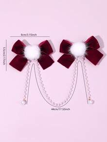 2 spinki do włosów w stylu świątecznym dla dziewczynek, sztuczne perłowe frędzle, puszysty pompon, elegancka i wykwintna ozdoba do włosów dla nastolatek, codzienne akcesoria do włosów