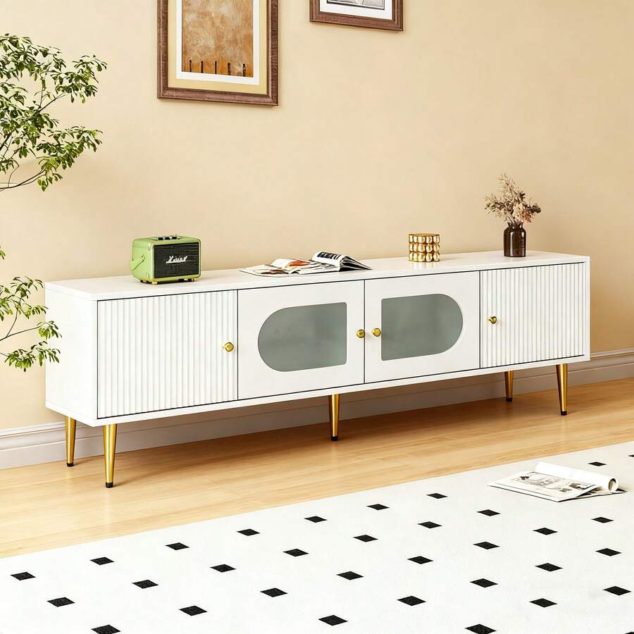 Television Stands & Entertainment Centers - White + Particle Board + 70-79 Inches - View 1