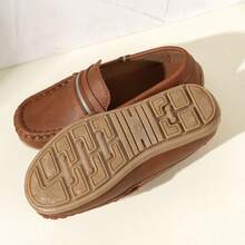 2025新款英伦风儿童休闲百搭软底一脚蹬乐福鞋，带编织带 - 鏽棕色 - 查看 7