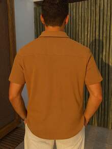 Men's Comfortable Knit Shirt Lightweight Shirt For Summer - Camel - View 2