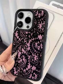 Black Lace Pattern Personalized Phone Case, Compatible With IPhone 16/15/14/13/12/11 Pro Max Plus Is Beautiful And Protective. Perfect Gift For Family, Friends, Kids, Birthdays, Halloween, Christmas, Easter, Boyfriend, Girlfriend, Valentine's Day - 彩色 - 查看 5