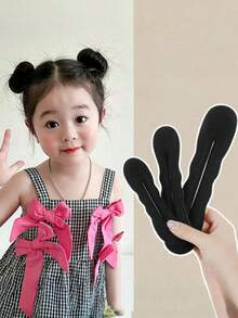 Bộ 1/2/3/5/6 dụng cụ tạo búi tóc cho bé gái, dụng cụ tạo kiểu búi tóc hình bánh donut cho trẻ em, dụng cụ tạo kiểu búi tóc bồng bềnh, phụ kiện tóc. - màu đen - Xem 2