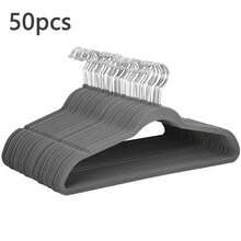 50-Pack Velvet Hangers With Shoulder Slots And A Slim, Space-Saving Design. Standard Hangers For Shirts, Pants, Dresses, Skirts, Suits, And Jackets. Durable Design. - 灰色 - 查看 13