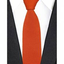 Corbata delgada de punto de unicolor y textura para hombres, acabado cuadrado {"Talla_nombre":"Talla única","Color_nombre":"Naranja" - Multicolor2 - Ver 7