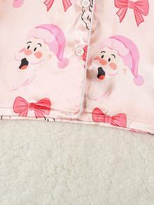 Christmas Party & Home Wear Long Sleeve Top And Pants Set For Girls - Pink - View 5
