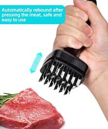 Meat Tenderizer Steak Tool, 48 Stainless Steel Ultra Sharp Needle Blades Meat Tenderizer Stapler For Tenderizing Steak/Beef/Pork/Turkey/Fish/Poultry/Veal Marinade. (Rectangle/Square/Round) - Black - View 11