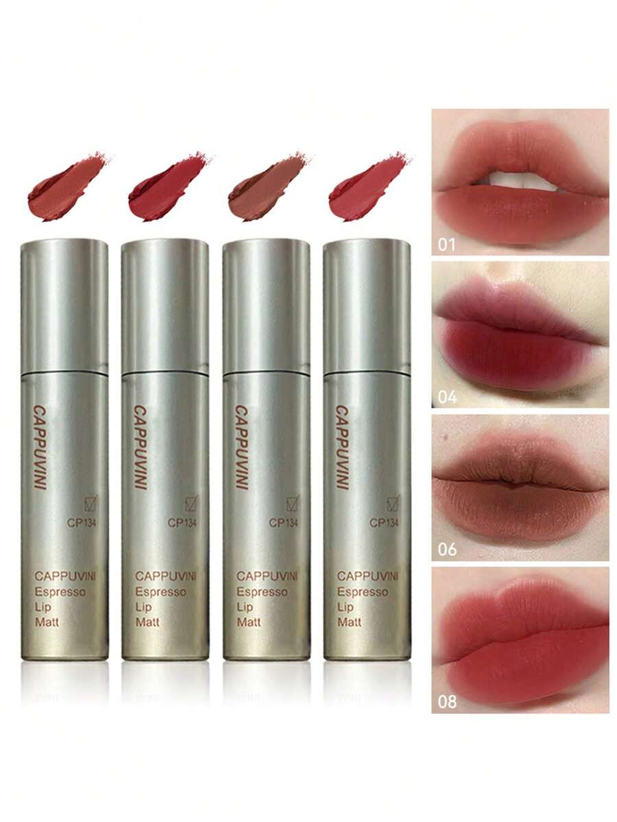 Cappuvini Italian Espresso Liquid Lipstick - Velvet Matte Lip Gloss, Long-Lasting Autumn/Winter Makeup For Women - 01# Cà phê Fir - Xem 1