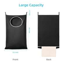 1/2pcs Large Capacity Hanging Dirty Clothes Laundry Bag, Snowflake Oxford Cloth Big Size With Wide Opening And Bottom Zipper, Multi-Functional Storage For Home, School, Office, Comes With 2 Stainless Steel Door Hooks And 2 Adhesive Wall Hooks - Multicolor - View 7