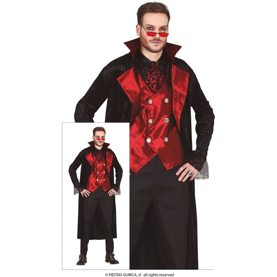 Fiestas Guirca Costume da Vampiro Giovanile per Bambini e Adolescenti, Abito Gotico da Fiaba con Cappuccio e Dettagli Oscuri, Perfetto per Feste di Halloween o Temi Fantasy, Disponibile in Diverse Taglie per Creare Trasformazioni Impattanti - Multicolore - Visualizzare 1