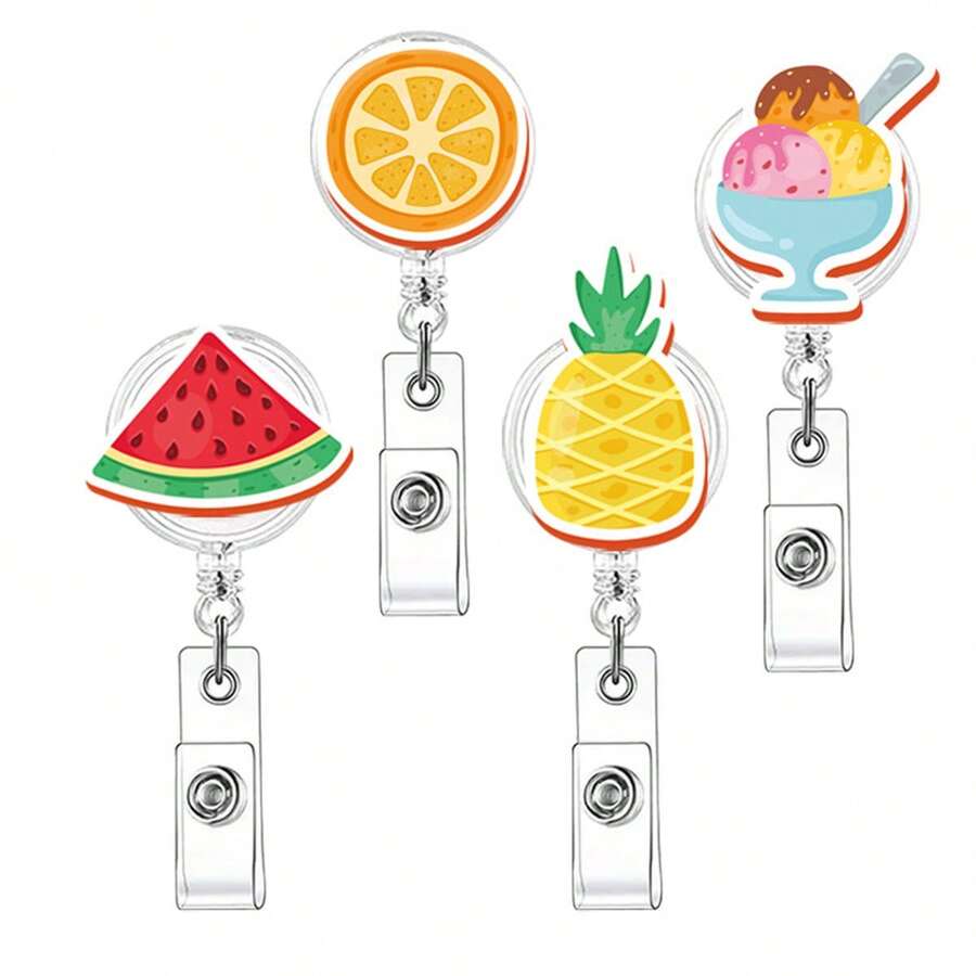 1 pieza Portabadge retráctil con brillo y tema de frutas para enfermeras y estudiantes de medicina