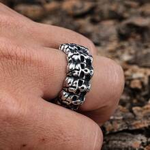 1 bucată retro inel din oțel inoxidabil argintiu hip hop punk cranii bandă inel pentru bărbați femei motociclist îmbrăcăminte zilnică de petrecere
