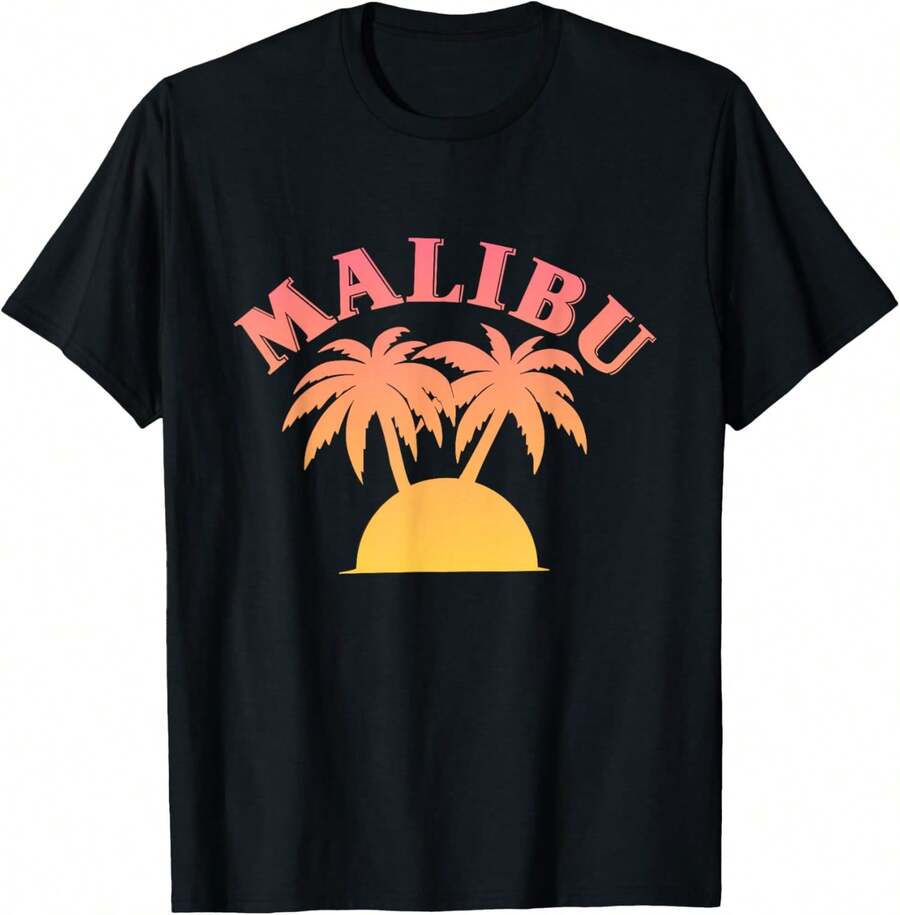 Malibu Sunset - California - Aesthetic Design - Classic T-Shirt - 黑色 - 查看 1