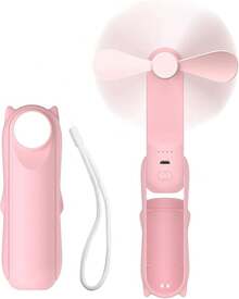Ventilador Plegable de Mano Recargable USB 3 en 1 para Emergencias - Rosa - Ver 12
