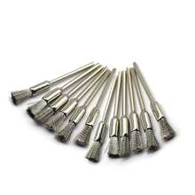 10 peças de escova de polimento em formato de caneta combinada com haste de 2,35 mm para polimento de joias, cerdas/fio/fio de cobre, escova em formato de caneta para polimento de joias, adequada para ferramentas rotativas