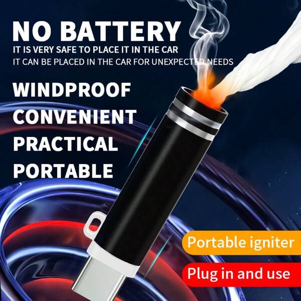 Type-C Mobile Cigarette Lighter Air Blowing Cigarette Lighter Outdoor Safety Portable Mini Cigarette Lighting Artifact Compatible With All Type-C Interface Phones