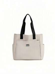 1pc Large Capacity Tote Canvas Bag - Suitable For Both Work And Leisure, This Stylish Shoulder Bag Can Be Used As A Large Beach Bag, A Book Tote, A Clinical Bag, A Nurse's Tote Bag, Or A Handleable Laundry Tote Bag. In Other Words, It Is A Practical Bag For Every Woman In The Sun. When You Are Handling Errands, Work, Or General Life, This Durable Handbag Will Be Your Reliable Companion And Is Also Very Easy To Clean.