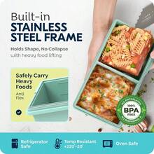 2 Cup Silicone Freezer Trays With Lids, Silicone Soup Freezer Molds, Easily Prepare Portioned Meals, Great Storing Soups, Lasagna, Leftovers, Sauces And Other Dishes, Dishwasher, Oven - màu xanh lá - Xem 6