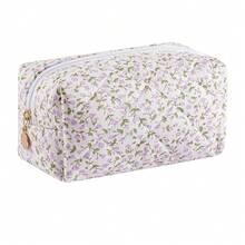 Makeup Bag Travel Cosmetic Bag For Women Girls, Zipper Make Up Pouch, Floral Flowers Toiletry Organizer Makeup, Portable Storage Cosmetic Travel Cloth Bag (Purple Floral){"Color_name":"C2PurpleFloral"} - C2紫色花香 - 查看 2