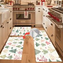 1 szt. Kolorowa, wełniana wycieraczka z nadrukiem w kształcie choinki, z nadrukiem na dole, z imitacji wełny TPR, mata łazienkowa, mata kuchenna, mata do pralni, dekoracja świąteczna, wystrój domu, dekoracja imprezowa, dekoracja ślubna, dekoracja jadalni - Wielokolorowe - Zobacz 7