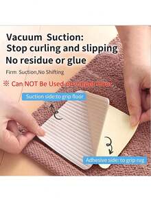 8 piezas/paquete Almohadilla cuadrada blanca antideslizante invisible, adecuada para alfombras de fieltro, felpudos de goma, almohadillas absorbentes de diatomita, alfombras mezcladas, alfombras de gateo de espuma, alfombras de chenilla, accesorios antideslizantes para el piso