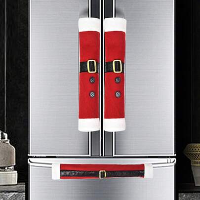 3 件圣诞冰箱手柄盖节日圣诞烤箱和冰箱手柄盖非常适合节日家居装饰、圣诞装饰、厨房家具节日配件圣诞装饰圣诞装饰家居装饰