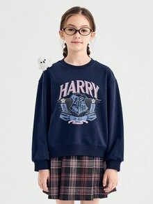 Balabala Girls' Sweatshirt, Harry Potter Hogwarts Print – Soft Fabric, Crew Neck – Great For Casual Wear