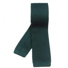 Men's Solid Color Textured Knit Skinny Ties Smart Necktie Square-Cut Finish{"Size_name":"OneSize","Color_name":"DarkGreen"} - Multicolor8 - View 5