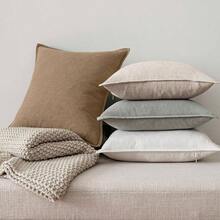 Neutral Linen Pillow Covers Pack Of 4 Decorative Natural Solid Throw Pillow Covers Soft Accent Boho Farmhouse Couch Pillowcases Modern Home Decors Living Room Bed Sofa 18x18 Inch - 18 英吋 x 18 英吋(4 包)+ 中性色 - 查看 7
