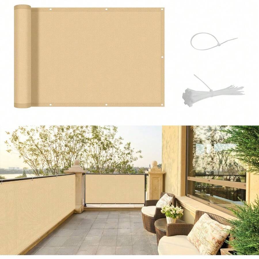 Balkon Sichtschutz Balkonverkleidung Balkonabdeckung Balkonumspannungen Für Balkonwohnungen Gartenflächen Schwimmbäder Tennisplätze Veranden Zäune Treppengeländer oder andere Außenbereiche konzipiert - Beige - Übersicht 1
