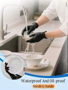 20/50/100pcs Disposable Nitrile Gloves, S/M/L/XL, Black Waterproof And Oil-Resistant Gloves, Kitchen, Cleaning, Multi-Purpose Gloves