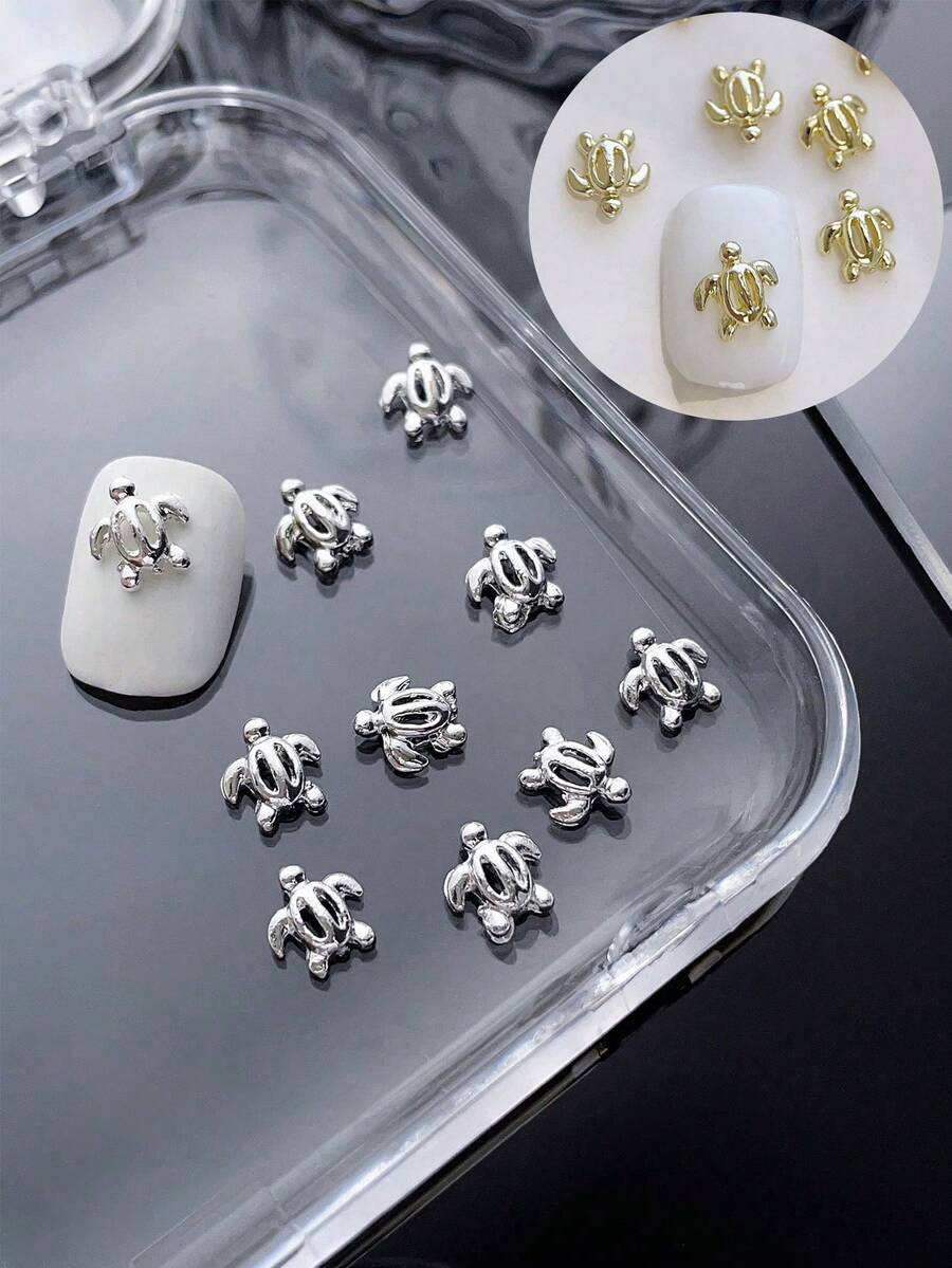 20 chiếc phụ kiện trang trí móng tay, móng giả, phụ kiện móng tay hình rùa biển màu vàng và bạc, phụ kiện móng tay kim loại chủ đề đại dương mùa hè, đá trang trí móng tay, thích hợp cho nhiều mục đích trang trí móng tay DIY. - Nhiều màu - Xem 1