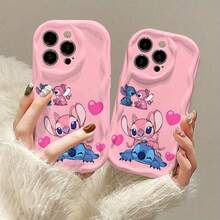 Miniso A Single Stitch Phone Case That Fits Apple Iphone Models 17 Pro Max/17 Pro/17 AIR/17 16, 15, 14, 13, 12, And 11. This Adorable Pink Phone Case Features The Stitch Character Along With Heart Patterns, Offering Both Protection And Style. It'S Suitable For Pro Max, XS, 8, And 7 Models, Made From TPU Butter Shell With An Embroidered Cartoon Design, Making It An Ideal Birthday Or - White - View 3