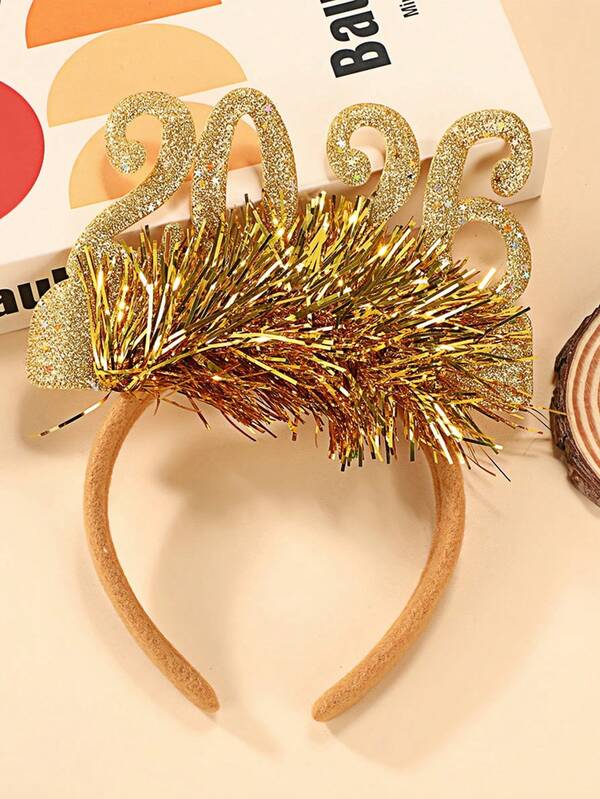 2026 Christmas Headband With Sparkling Star Pattern - Red & Golden Glittery Design, Perfect For Holiday Party Decorations, Photo Booths, And Festive Celebrations, Christmas Accessories, Happy New Year Headband, Christmas Headband For Women, Bandana, Creative Headpieces For Christmas Party, Photo Props, Christmas Decorations