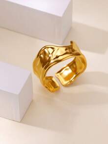 Anéis vintage assimétricos geométricos com rebites em aço inoxidável, cor dourada, resistentes ao desbotamento, anel aberto para mulheres, joias para festas, acessórios de dedo para casamento, presentes para mães/melhores amigas.