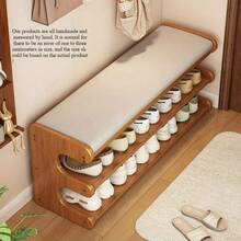 1pc Bamboo Shoe Bench With Shoe Rack, Freestanding Shoe Organizer Suitable For Hallway, Bedroom Or Balcony