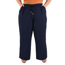 Kit 3 Patanlona Plus Size Pants Women's High Waist Pockets Stylish Elegant Pockets - 瑪薩拉-海軍藍-綠色 - 查看 3