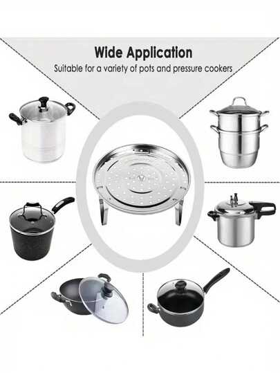 3 件套高品质不锈钢蒸架，带可拆卸支脚 - 防锈、防刮、多功能蒸笼，适用于电压力锅，是蒸蔬菜、水果和海鲜的理想选择，是现代厨房必备的耐用厨具