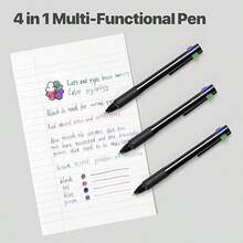 4-In-1 Multicolor Pen 1.0mm - 4-Color Retractable Ballpoint Pens For Office School Supplies Students Gift, 5 Pack(Black) - 5ps-黑-4合1多功能_ - 查看 3