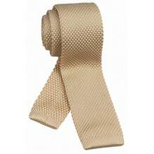 Corbata delgada de punto de unicolor y textura para hombres, acabado cuadrado {"Talla_nombre":"Talla única","Color_nombre":"Champán" - Multicolor1 - Ver 3